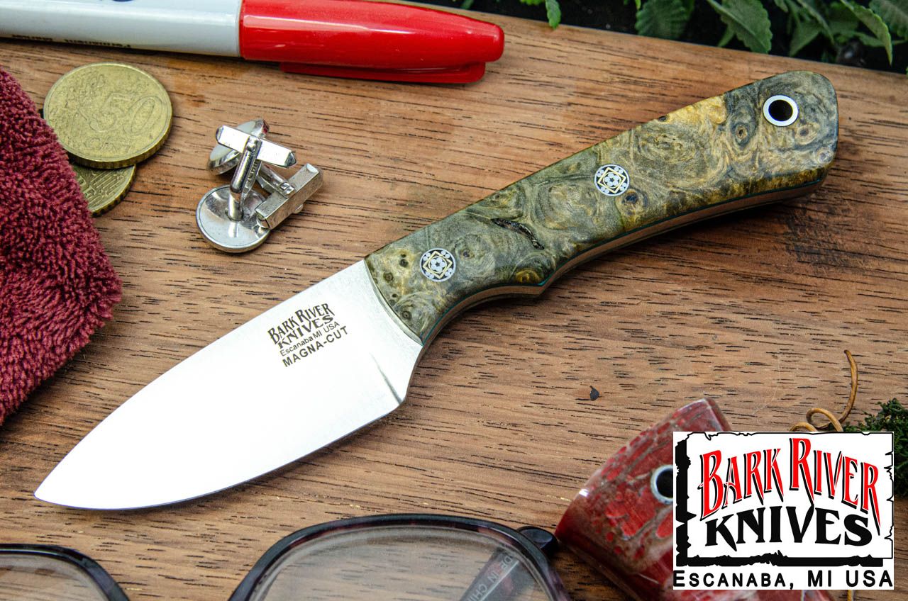 バークリバー PSK EDC MagnaCut グレー & マスタード メイプルバール - グリーンライナー - モザイクピン
