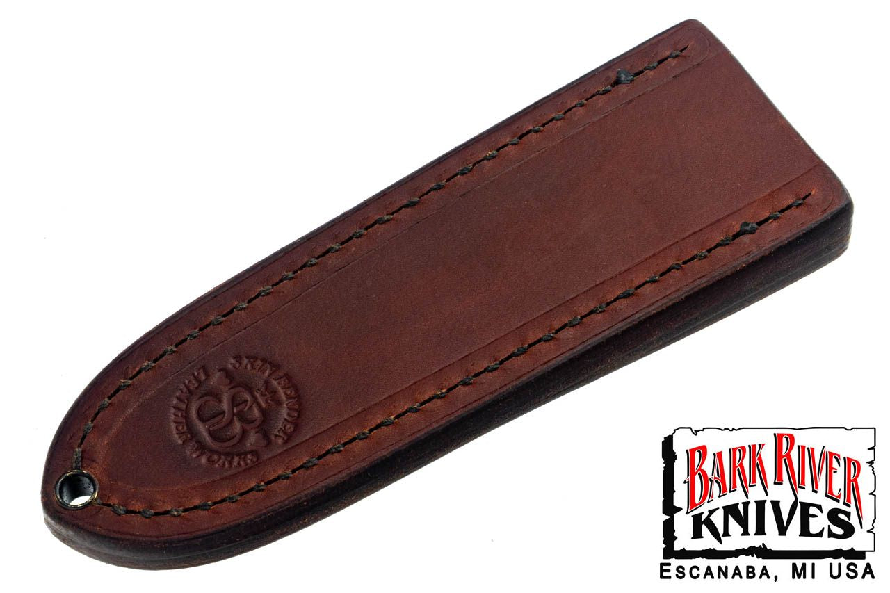 バークリバー スキンベンダー EDC ポケット シース - ダーク ブラウン レザー - ODグリーン スティッチング