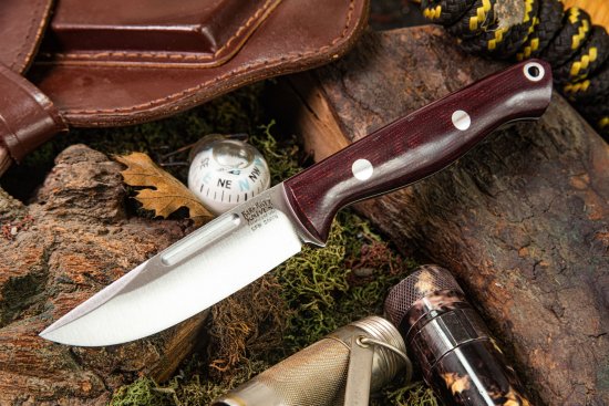 ブラボー ミニスクワットリーダー EDC S45VN バーガンディー キャンバス マイカルタ ホワイトライナー