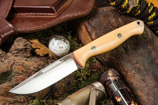 ブラボー ミニスクワットリーダー EDC S45VN アンティーク ボーン リネン マイカルタ レッドライナー モザイクピン