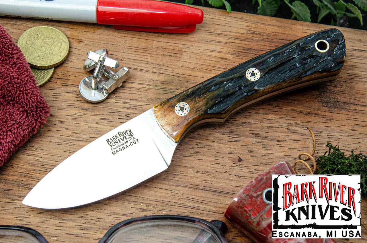 バークリバー PSK EDC MagnaCut アンバー スタッグ ボーン - ブラック ライナー - モザイクピン #2