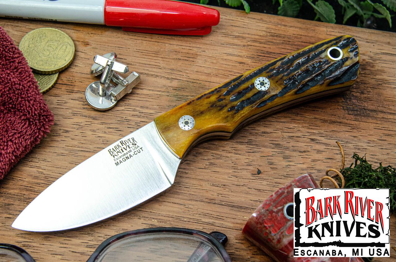 バークリバー PSK EDC MagnaCut アンバー スタッグ ボーン - ブラック ライナー - モザイクピン #3