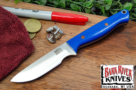 バークリバー ブレード レイド カスタム ミニガニー MagnaCut - ブルー グロウ G-10 - ナチュラル ピン