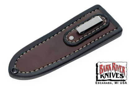 バークリバー スキンベンダー EDC ポケット シース - ツー トーン ブラック レザー - グレー スティッチング