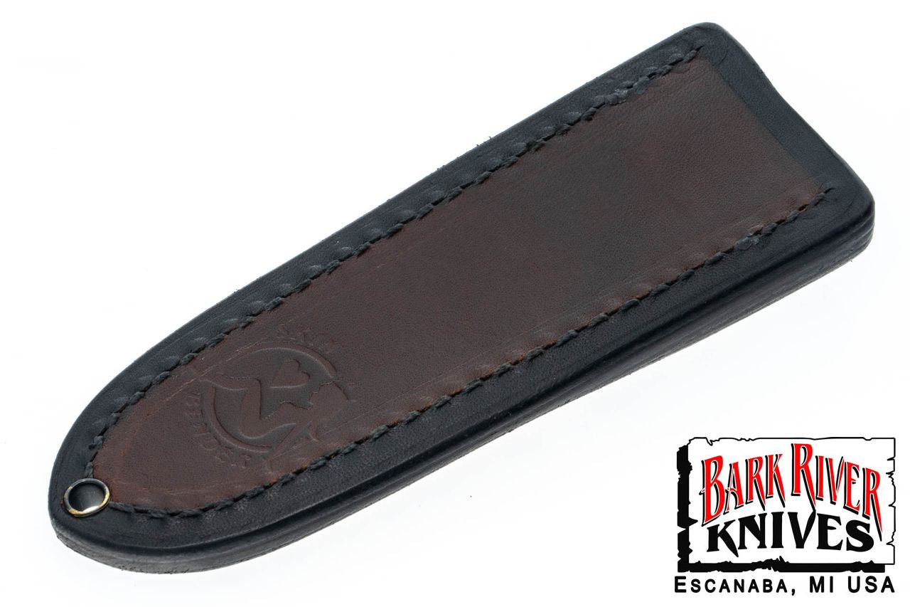 バークリバー スキンベンダー EDC ポケット シース - ツー トーン ブラック レザー - グレー スティッチング