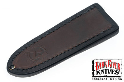 バークリバー スキンベンダー EDC ポケット シース - ツー トーン ブラック レザー - グレー スティッチング