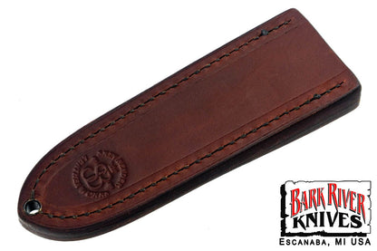 バークリバー スキンベンダー EDC ポケット シース - ダーク ブラウン レザー - ODグリーン スティッチング