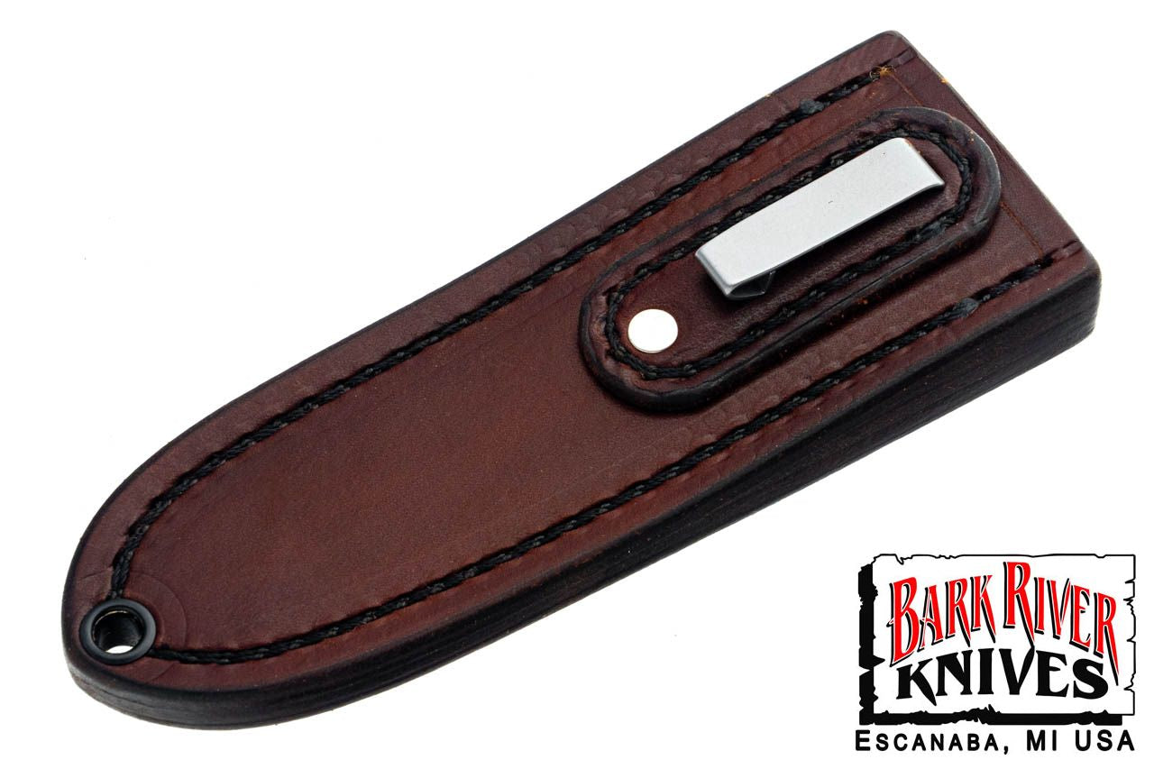 バークリバー スキンベンダー EDC ポケット シース - ダーク ブラウン レザー - ブラック スティッチング