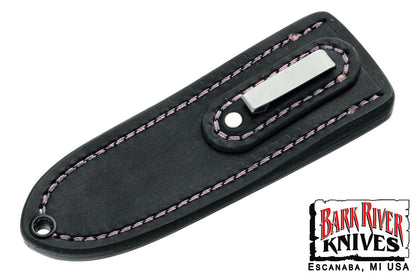 バークリバー スキンベンダー EDC ポケット シース - ブラック レザー - ピンク スティッチング