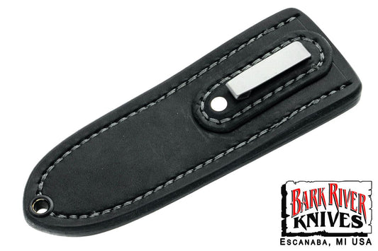 バークリバー スキンベンダー EDC ポケット シース - ブラック レザー - グレー スティッチング