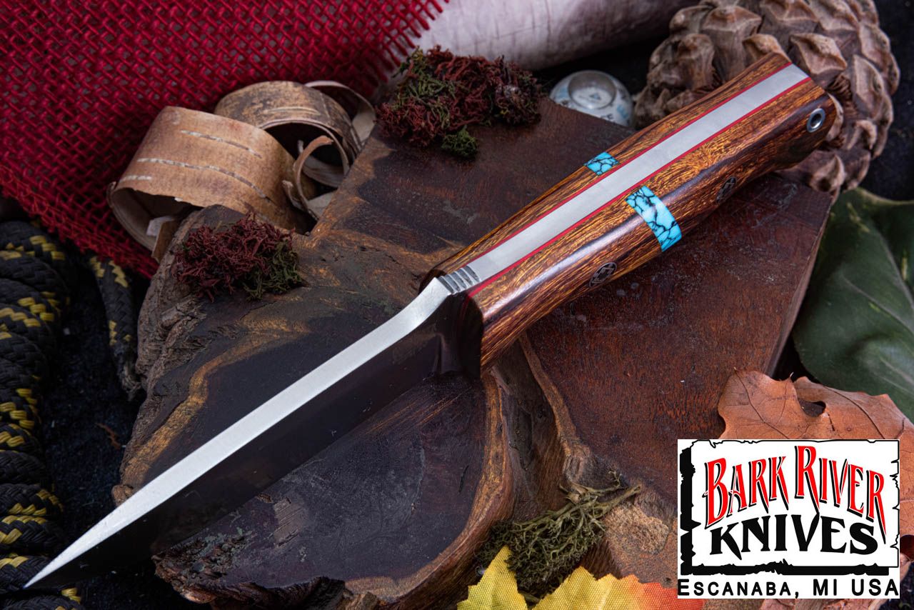 ブラボー 1 3V デザートアイアンウッドバール - ターコイズスペーサー - レッドライナー - モザイクピン #1