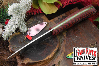 バークリバー バード ＆ トラウト CPM-154 レッド ＆ ブラック シュアタッチ - マット - トキシック グリーンライナー - モザイクピン