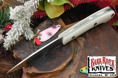 バークリバー バード ＆ トラウト CPM-154 ホワイト G-10 - グロウ インザ ダーク ライナー - ホロー ブラスピン